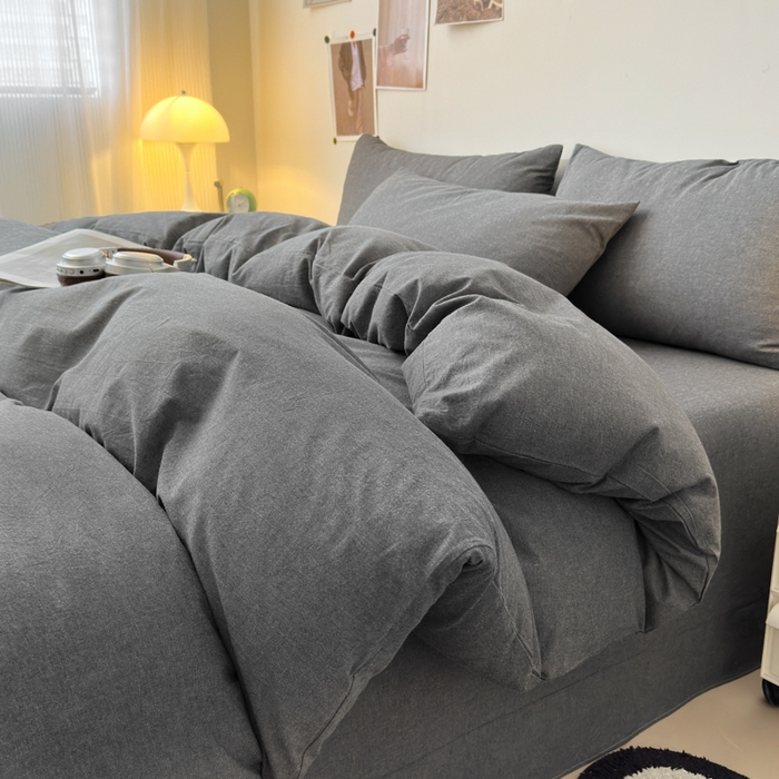 91家纺网 家纺一手货源 找家纺 清雅福 2024新款全棉A类水洗棉单品被套 素色-灰