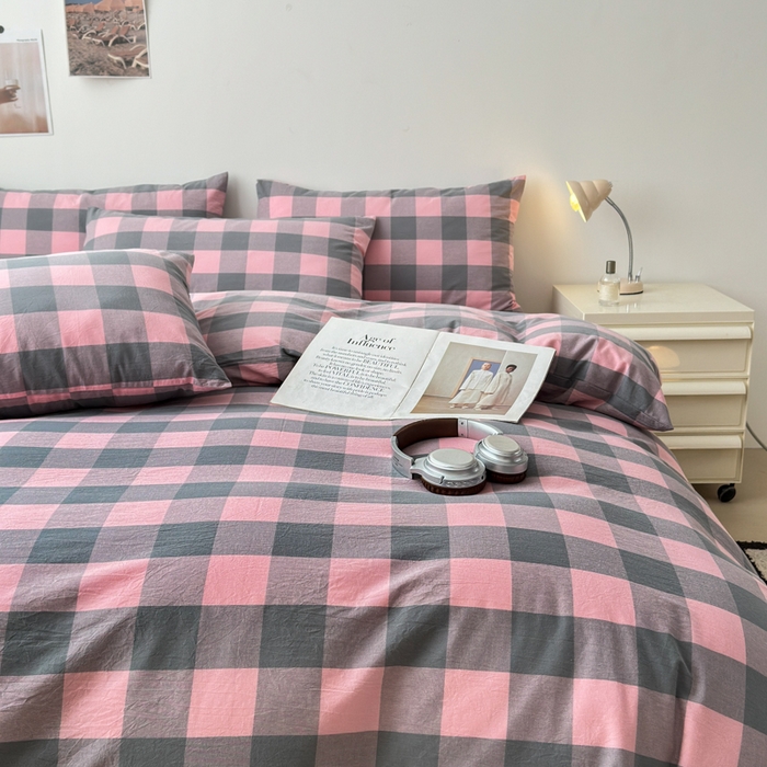 91家纺网 家纺一手货源 找家纺 清雅福 2024新款全棉A类水洗棉单品被套 青春雅格-粉