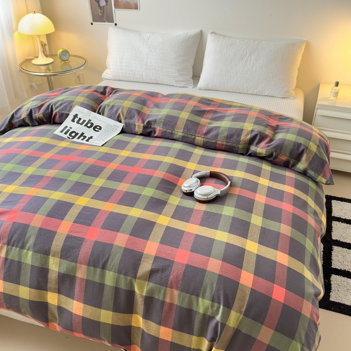 91家纺网 家纺一手货源 找家纺 清雅福 2024新款全棉A类水洗棉单品被套 晴空-灰