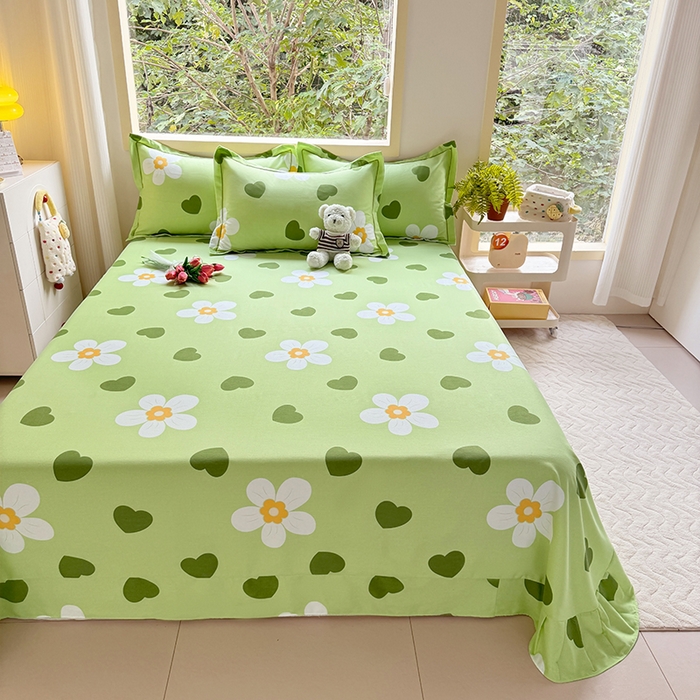 91家纺网 家纺一手货源 找家纺 家贝爱 2024新款JBA加厚圆角纯棉磨毛床单 绿色心情