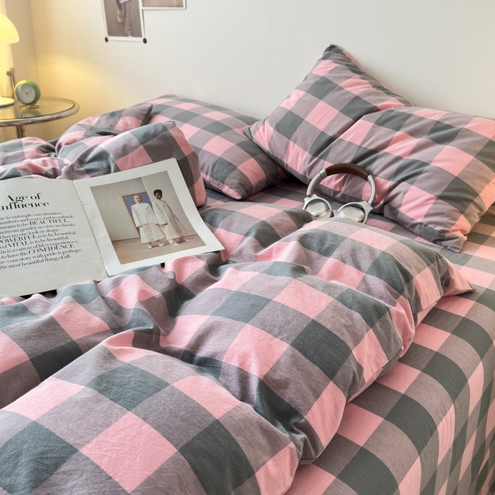 91家纺网 家纺一手货源 找家纺 清雅福 2025新款全棉A类水洗棉单枕套 青春雅格·粉