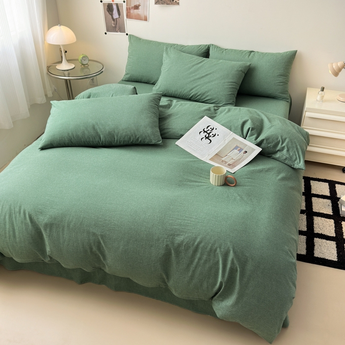 91家纺网 家纺一手货源 找家纺 清雅福 2024新款全棉A类水洗棉单品被套 豆绿