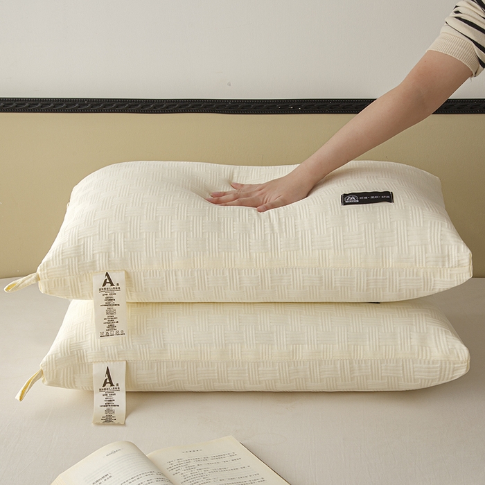 91家纺网 家纺一手货源 找家纺 织布人 2024新款枕芯A类华夫格美眠枕头高回弹不变形护颈助眠羽丝绒枕芯 A类华夫格美眠枕-白色48*74cm中枕/对