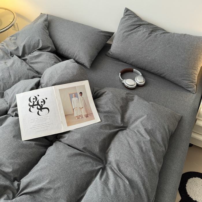 91家纺网 家纺一手货源 找家纺 清雅福 2025新款全棉A类水洗棉单枕套 素色·灰