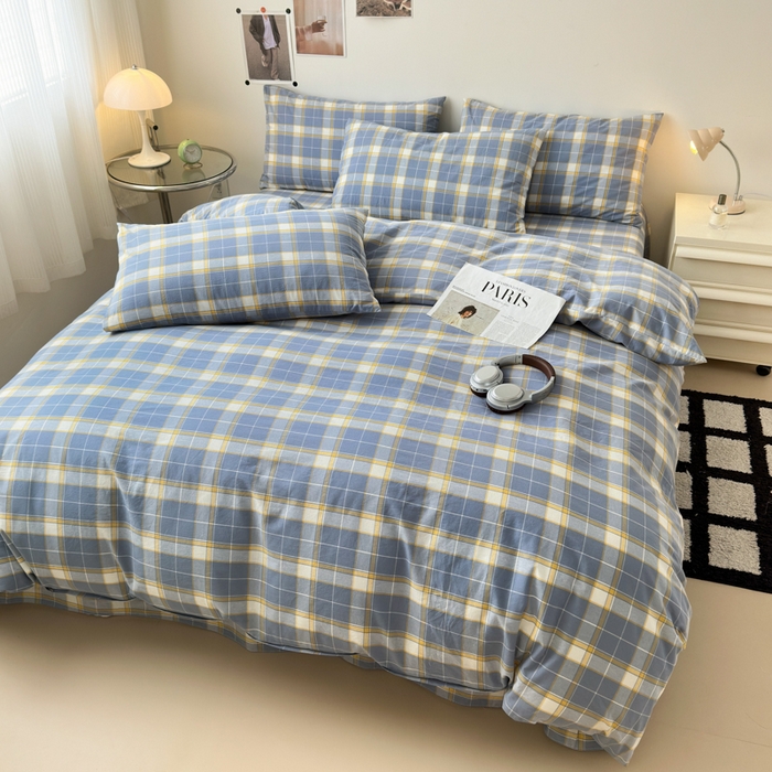 91家纺网 家纺一手货源 找家纺 清雅福 2024新款全棉A类水洗棉单品被套 初春格-兰