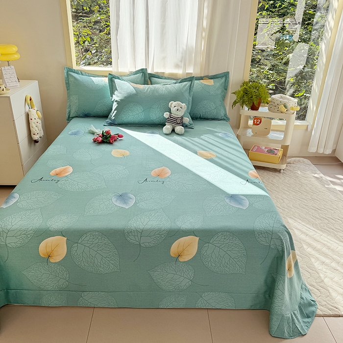 91家纺网 家纺一手货源 找家纺 家贝爱 2024新款JBA加厚圆角纯棉磨毛床单 叶叶情深