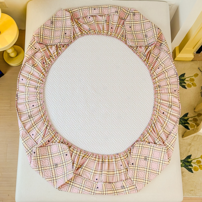 91家纺网 家纺一手货源 找家纺 寝居阁 2024新款13372全棉纯棉大豆纤维夹棉床笠 爱心蝴蝶