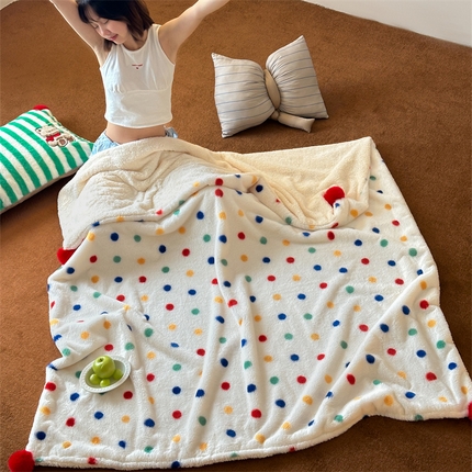 桔子家纺 2024新款兔兔绒派对皮草毯毛毯毯子 圣诞波点毯子