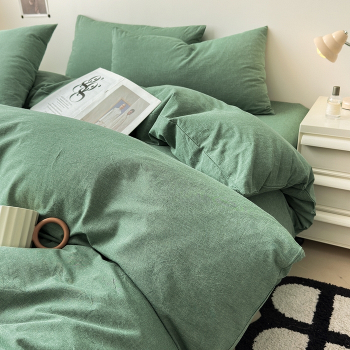 91家纺网 家纺一手货源 找家纺 清雅福 2025新款全棉A类水洗棉单枕套 豆绿