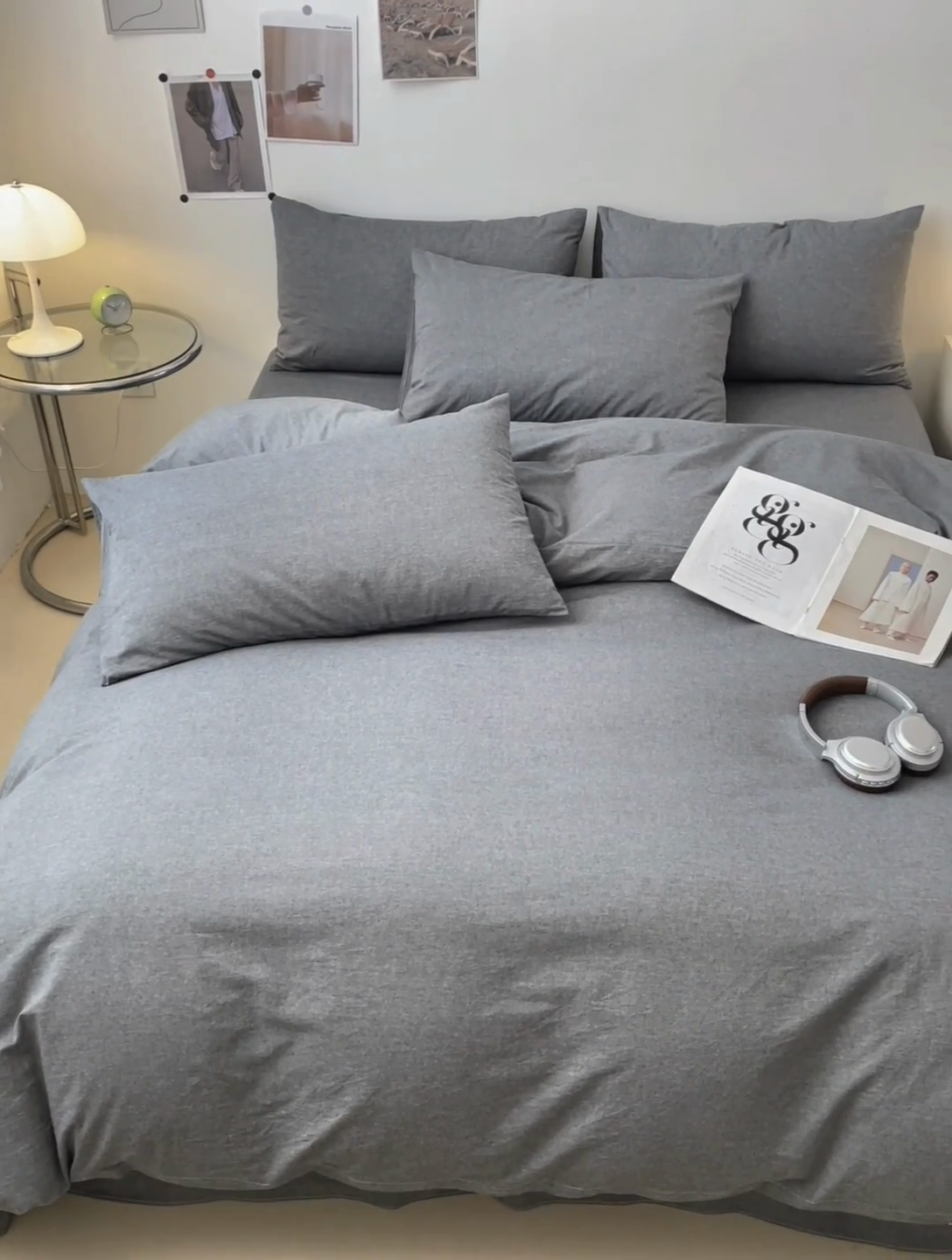 91家纺网 家纺一手货源 找家纺 清雅福 2024新款全棉A类水洗棉四件套单被套 素色-灰