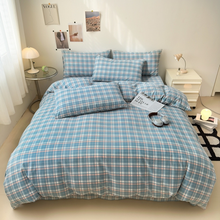 91家纺网 家纺一手货源 找家纺 清雅福 2024新款全棉A类水洗棉四件套单被套 映像-兰