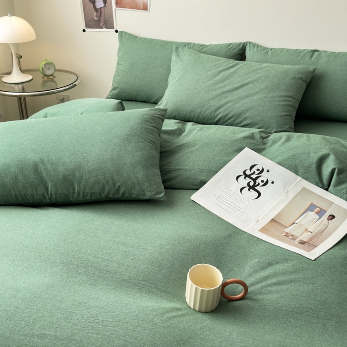 91家纺网 家纺一手货源 找家纺 清雅福 2025新款全棉A类水洗棉单枕套 豆绿