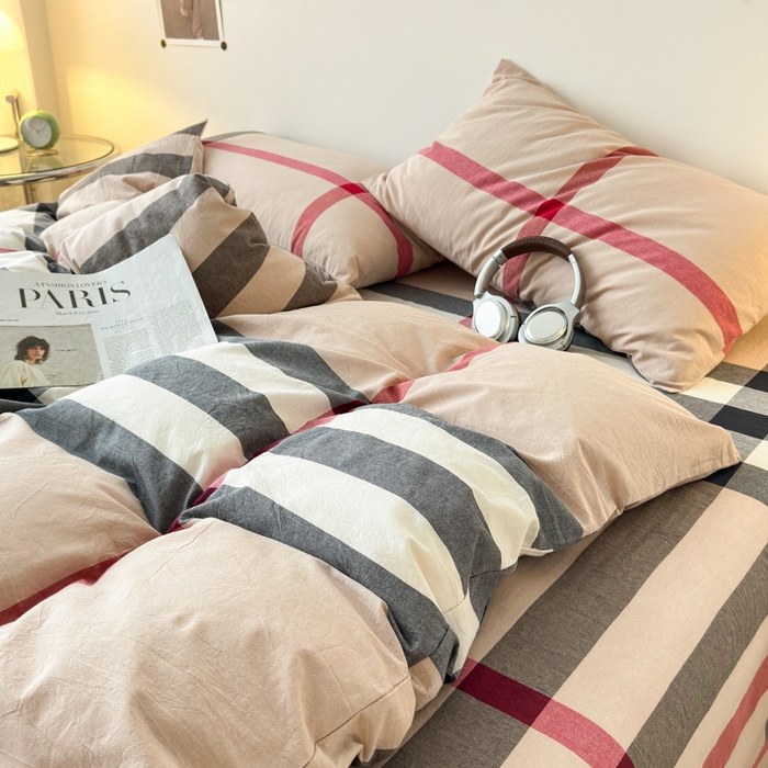 91家纺网 家纺一手货源 找家纺 清雅福 2025新款全棉A类水洗棉单枕套 宝莉·咖大格