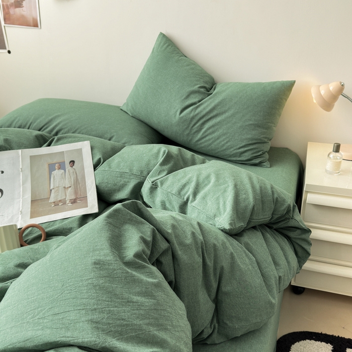 91家纺网 家纺一手货源 找家纺 清雅福 2025新款全棉A类水洗棉单枕套 豆绿
