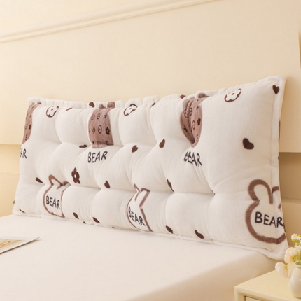 91家纺网 家纺一手货源 找家纺 碧尔 2025新款可爱儿童床头靠垫学生卧室客厅沙发飘窗榻榻米软包靠背床上靠枕双排扣直条机械钉扣牛奶绒 棕色小熊