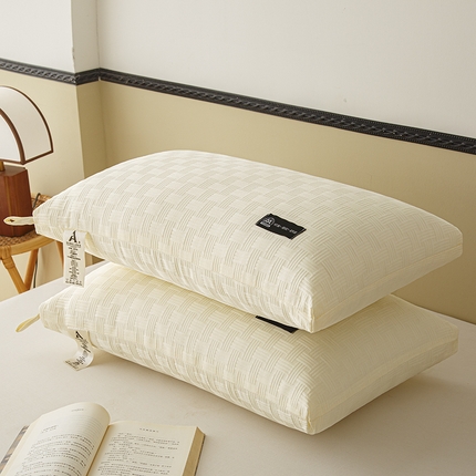 织布人 2024新款枕芯A类华夫格美眠枕头高回弹不变形护颈助眠羽丝绒枕芯 A类华夫格美眠枕-白色48*74cm低枕/只