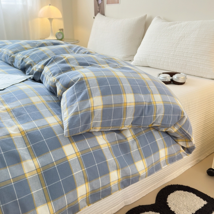 91家纺网 家纺一手货源 找家纺 清雅福 2024新款全棉A类水洗棉单品被套 初春格-兰