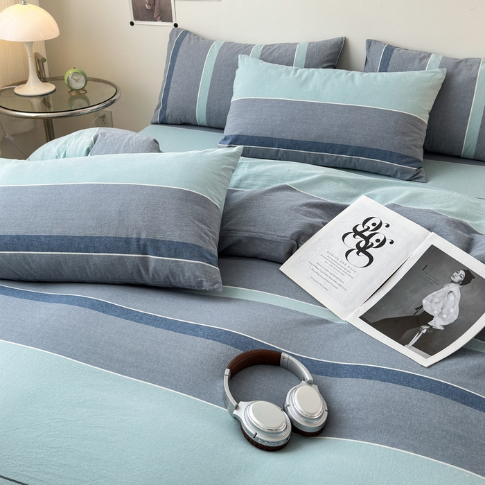 91家纺网 家纺一手货源 找家纺 清雅福 2024新款全棉A类水洗棉四件套单被套 米亚