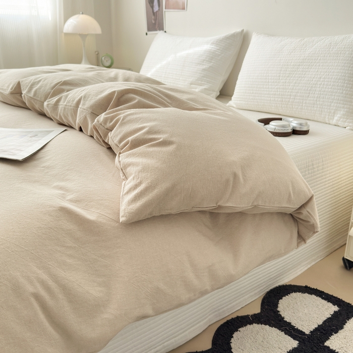 91家纺网 家纺一手货源 找家纺 清雅福 2024新款全棉A类水洗棉单品被套 素色-卡其