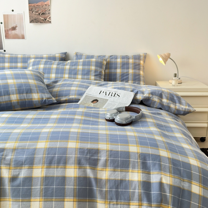 91家纺网 家纺一手货源 找家纺 清雅福 2024新款全棉A类水洗棉单品被套 初春格-兰