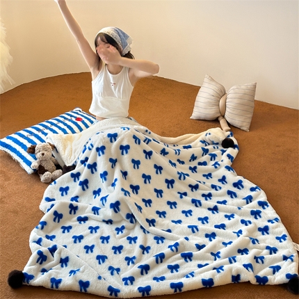 桔子家纺 2024新款兔兔绒派对皮草毯毛毯毯子 蝴蝶兰毯子