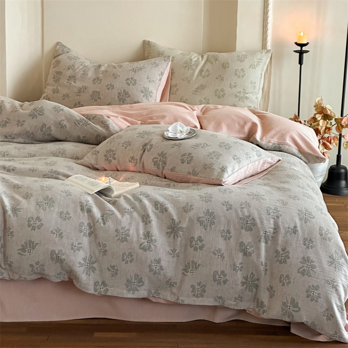 91家纺网 家纺一手货源 找家纺 云上 2024新款卡丽兰色织大提花四件套 卡丽兰-粉