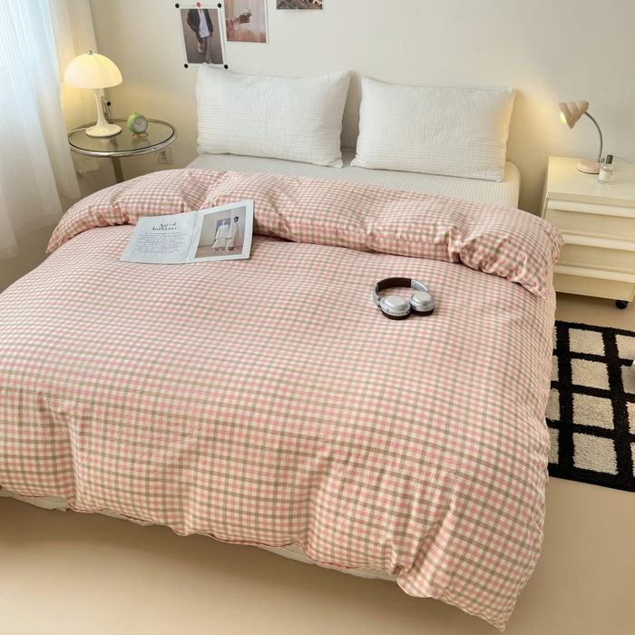 91家纺网 家纺一手货源 找家纺 清雅福 2024新款全棉A类水洗棉单品被套 印月-粉