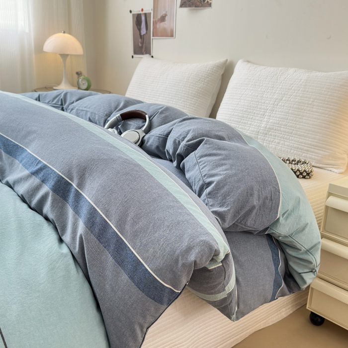 91家纺网 家纺一手货源 找家纺 清雅福 2024新款全棉A类水洗棉四件套单被套 米亚