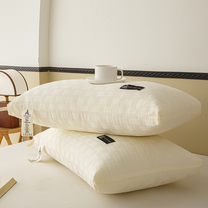 91家纺网 家纺一手货源 找家纺 织布人 2024新款枕芯A类华夫格美眠枕头高回弹不变形护颈助眠羽丝绒枕芯 A类华夫格美眠枕-白色48*74cm中枕/对