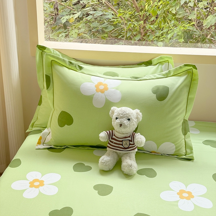 91家纺网 家纺一手货源 找家纺 家贝爱 2024新款JBA加厚圆角纯棉磨毛床单 绿色心情