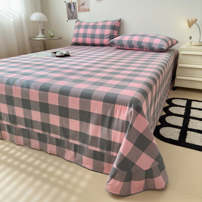 91家纺网 家纺一手货源 找家纺 清雅福 2024新款全棉A类水洗棉单品被套 青春雅格-粉