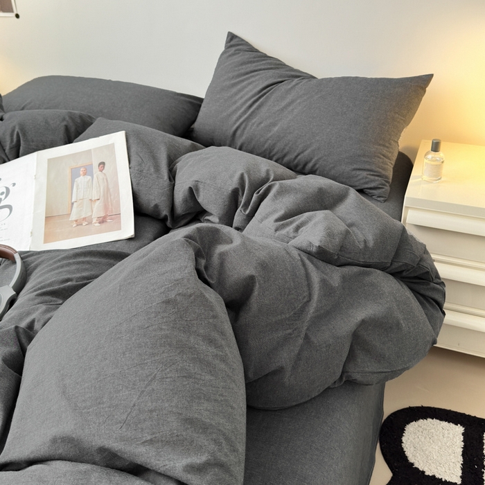 91家纺网 家纺一手货源 找家纺 清雅福 2025新款全棉A类水洗棉单枕套 素色·灰