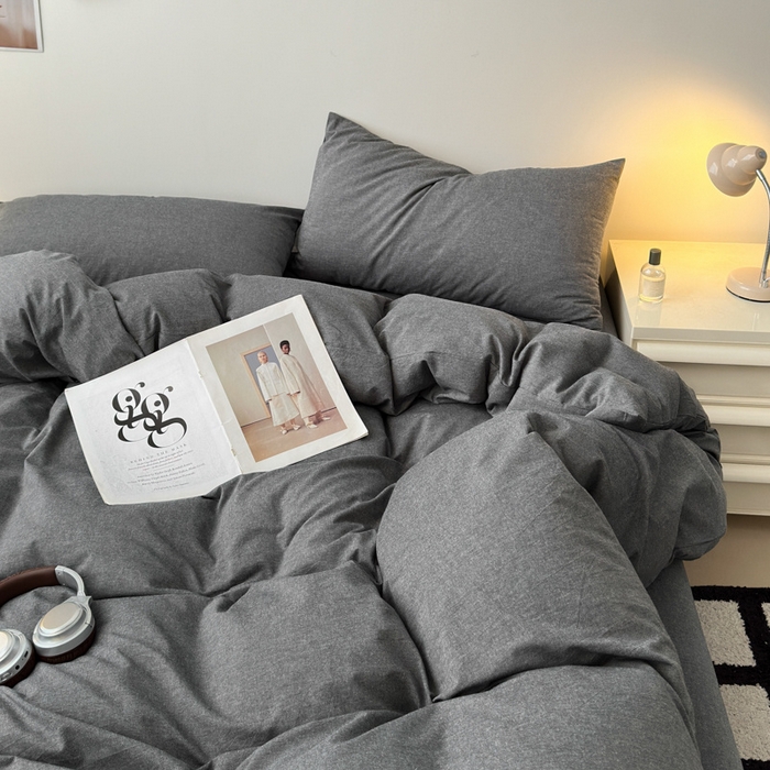 91家纺网 家纺一手货源 找家纺 清雅福 2025新款全棉A类水洗棉单枕套 素色·灰