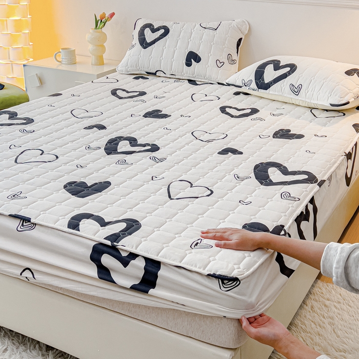 91家纺网 家纺一手货源 找家纺 寝居阁 2024新款13372全棉纯棉大豆纤维夹棉床笠 慢调时光