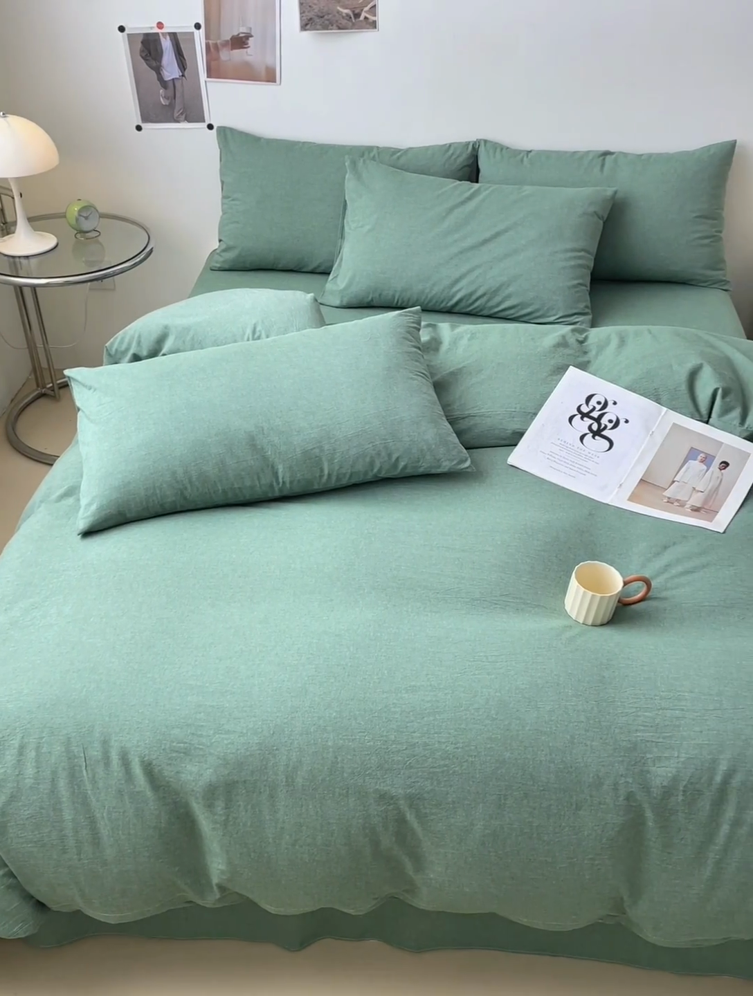 91家纺网 家纺一手货源 找家纺 清雅福 2024新款全棉A类水洗棉单品被套 豆绿