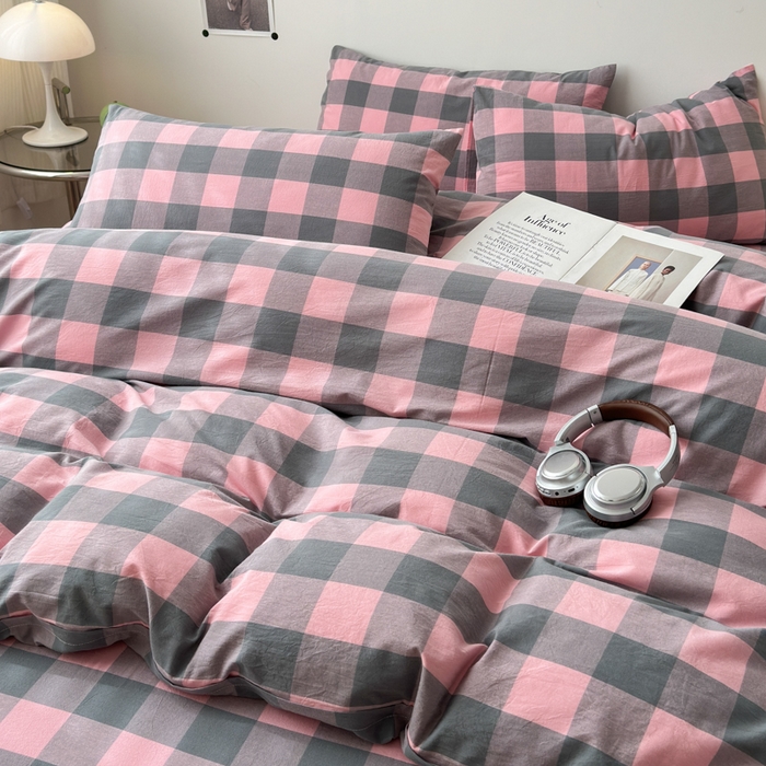 91家纺网 家纺一手货源 找家纺 清雅福 2024新款全棉A类水洗棉单品被套 青春雅格-粉