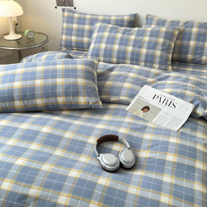 91家纺网 家纺一手货源 找家纺 清雅福 2024新款全棉A类水洗棉单品被套 初春格-兰