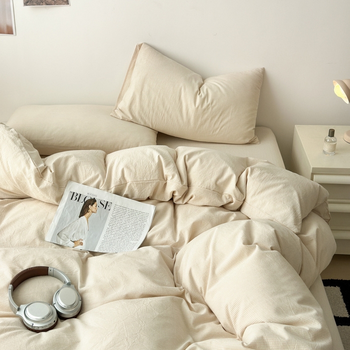 91家纺网 家纺一手货源 找家纺 清雅福 2025新款全棉A类水洗棉单枕套 米密条