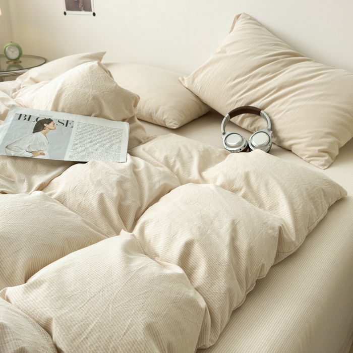 91家纺网 家纺一手货源 找家纺 清雅福 2025新款全棉A类水洗棉单枕套 米密条