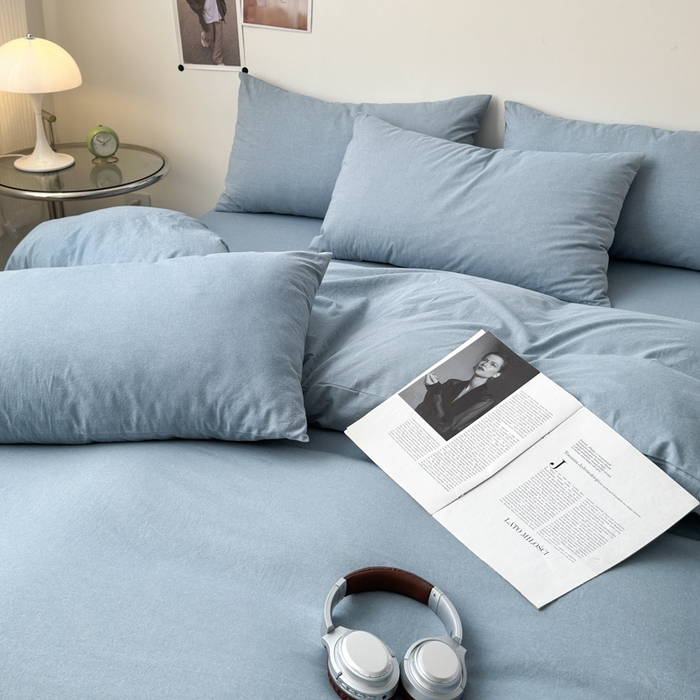 91家纺网 家纺一手货源 找家纺 清雅福 2025新款全棉A类水洗棉单枕套 素色·浅兰