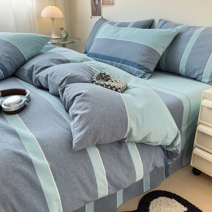 91家纺网 家纺一手货源 找家纺 清雅福 2024新款全棉A类水洗棉四件套单被套 米亚