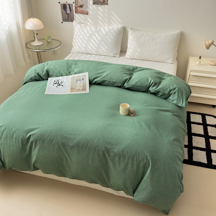 91家纺网 家纺一手货源 找家纺 清雅福 2024新款全棉A类水洗棉单品被套 豆绿