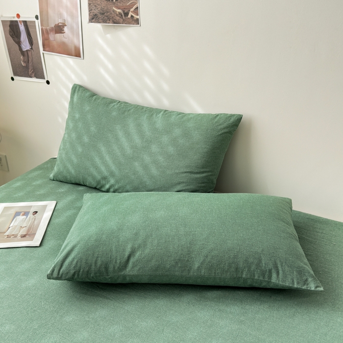 91家纺网 家纺一手货源 找家纺 清雅福 2024新款全棉A类水洗棉单品被套 豆绿