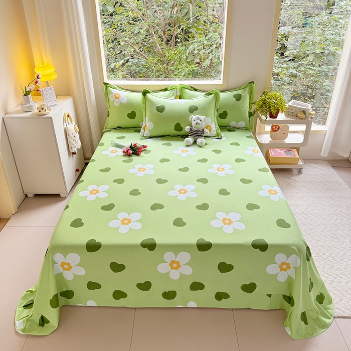 91家纺网 家纺一手货源 找家纺 家贝爱 2024新款JBA加厚圆角纯棉磨毛床单 绿色心情