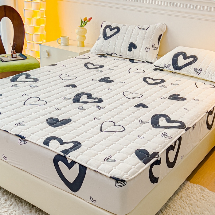 91家纺网 家纺一手货源 找家纺 寝居阁 2024新款13372全棉纯棉大豆纤维夹棉床笠 慢调时光