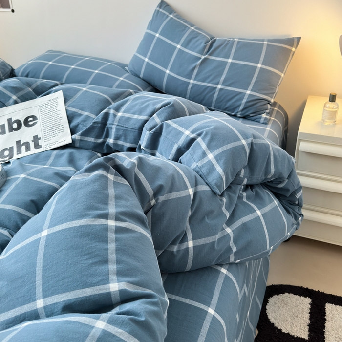 91家纺网 家纺一手货源 找家纺 清雅福 2024新款全棉A类水洗棉四件套单被套 米莱-灰