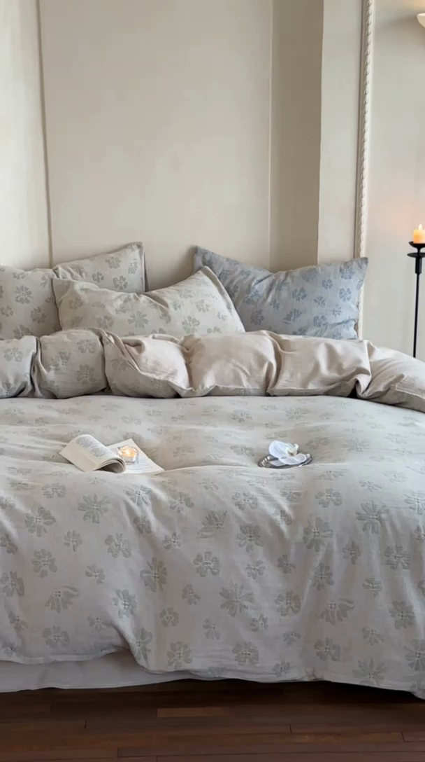 91家纺网 家纺一手货源 找家纺 云上 2024新款卡丽兰色织大提花四件套 卡丽兰-粉