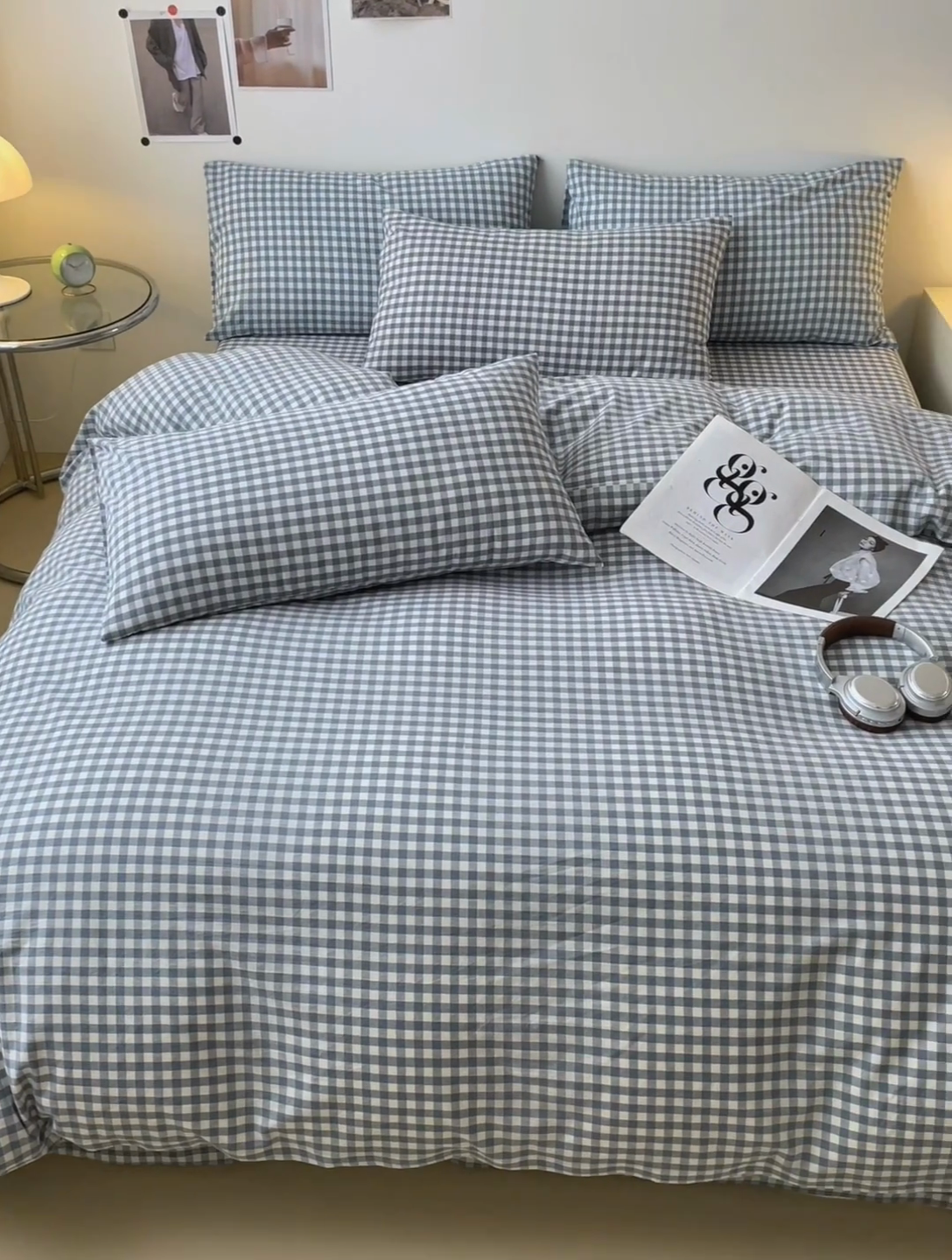 91家纺网 家纺一手货源 找家纺 清雅福 2024新款全棉A类水洗棉单品被套 蓝小格