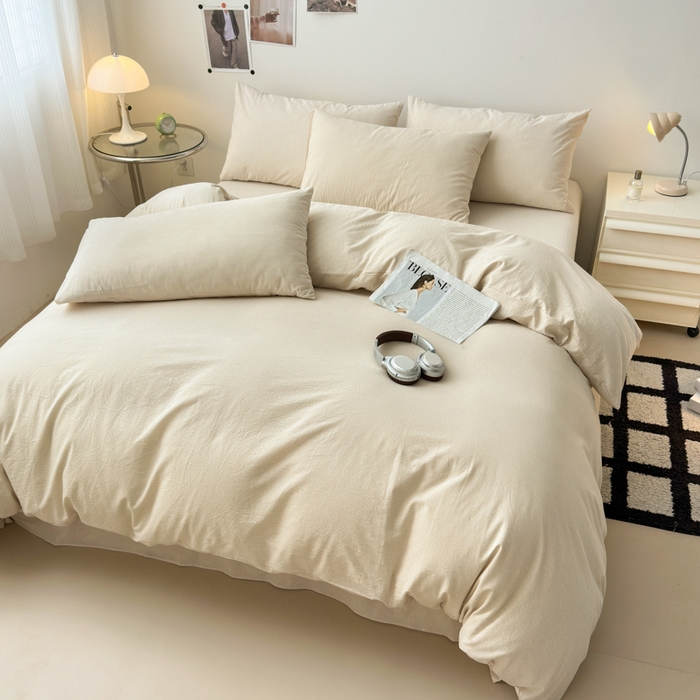 91家纺网 家纺一手货源 找家纺 清雅福 2024新款全棉A类水洗棉单品被套 米密条