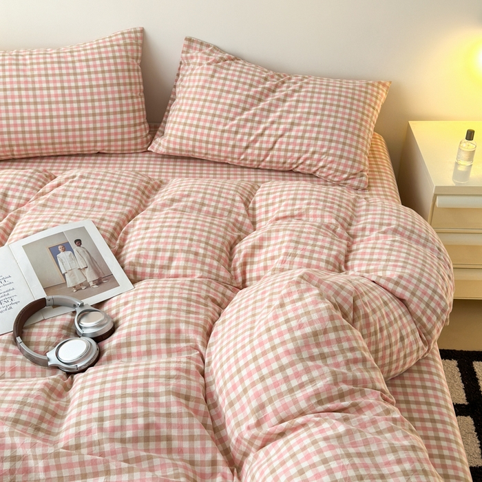 91家纺网 家纺一手货源 找家纺 清雅福 2024新款全棉A类水洗棉单品被套 印月-粉